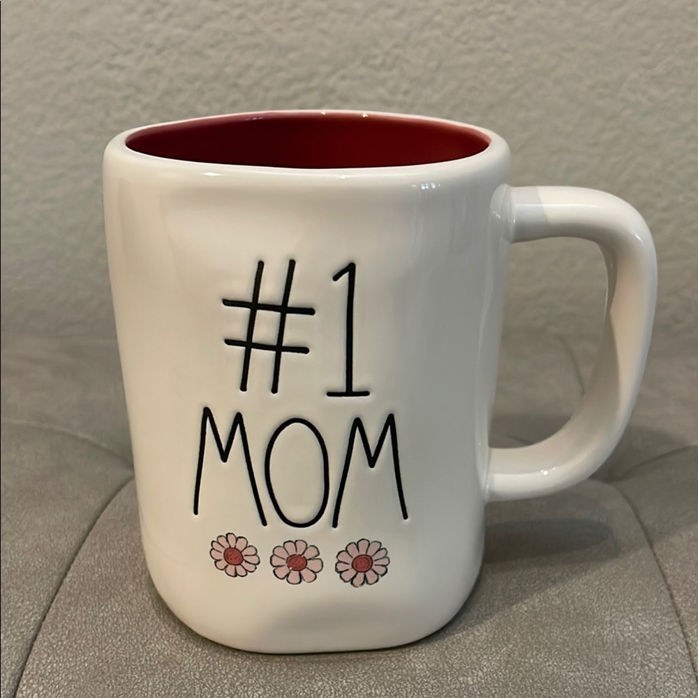 #1 Mom White and Mauve Interior Mug